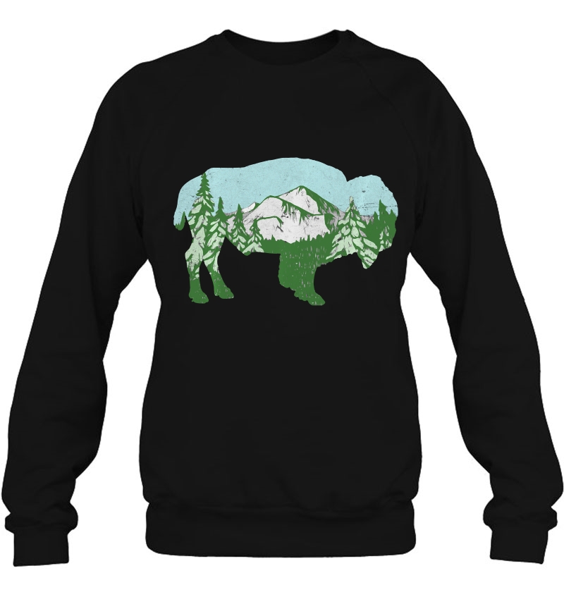 Rocky Mountains Nature Bison Design Sweatshirt