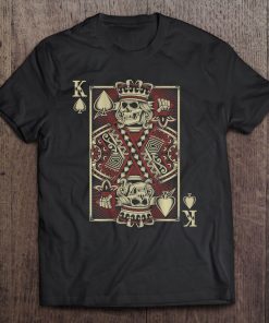 Skull Motorcycle Shirt Biker King Of Spades Poker Card Game Tee