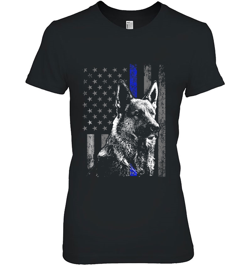 Thin Blue Line Flag K9 Shirt German Shepherd Police Dog Hoodie