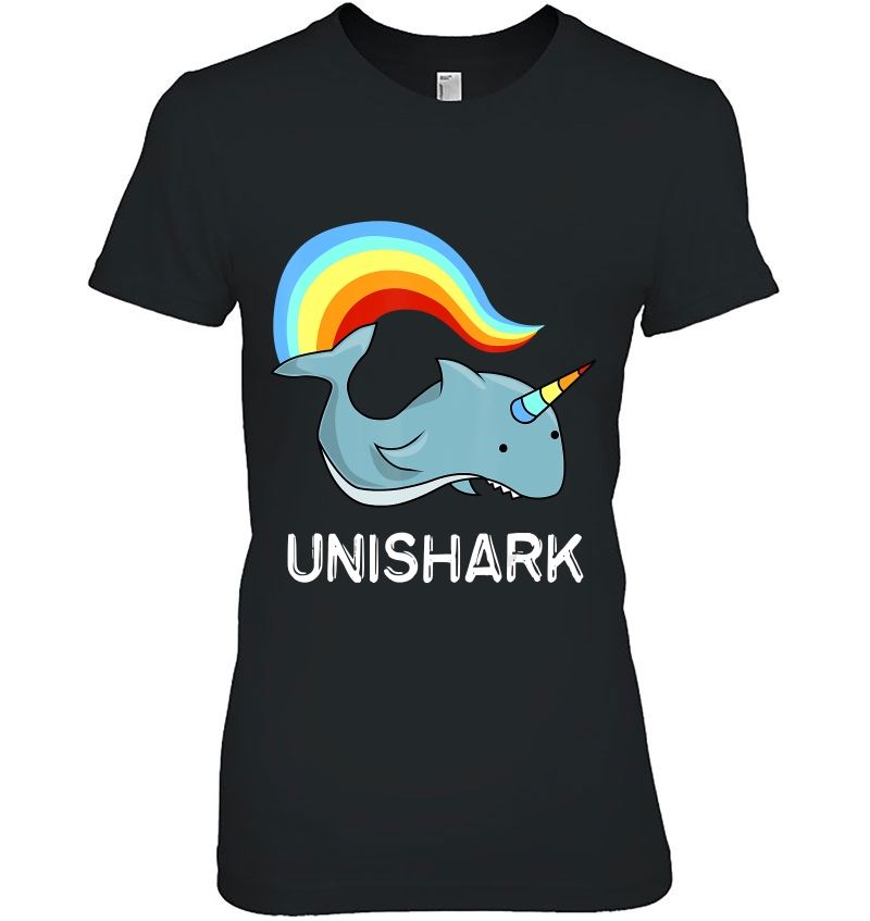 Unishark Unicorn And Shark Flying Awesome Ladies Tee