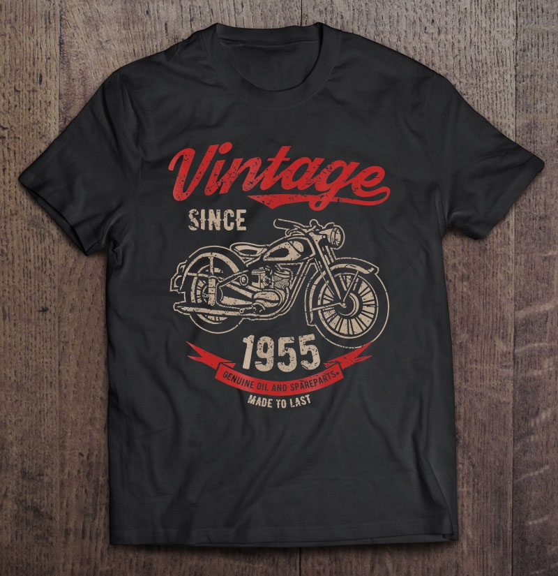 Vintage Since 1955 Birthday Gift Motorcycle Bike Shirt