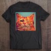 Winking Orange Cat Lover Feline Abstract Digital Poly Tee