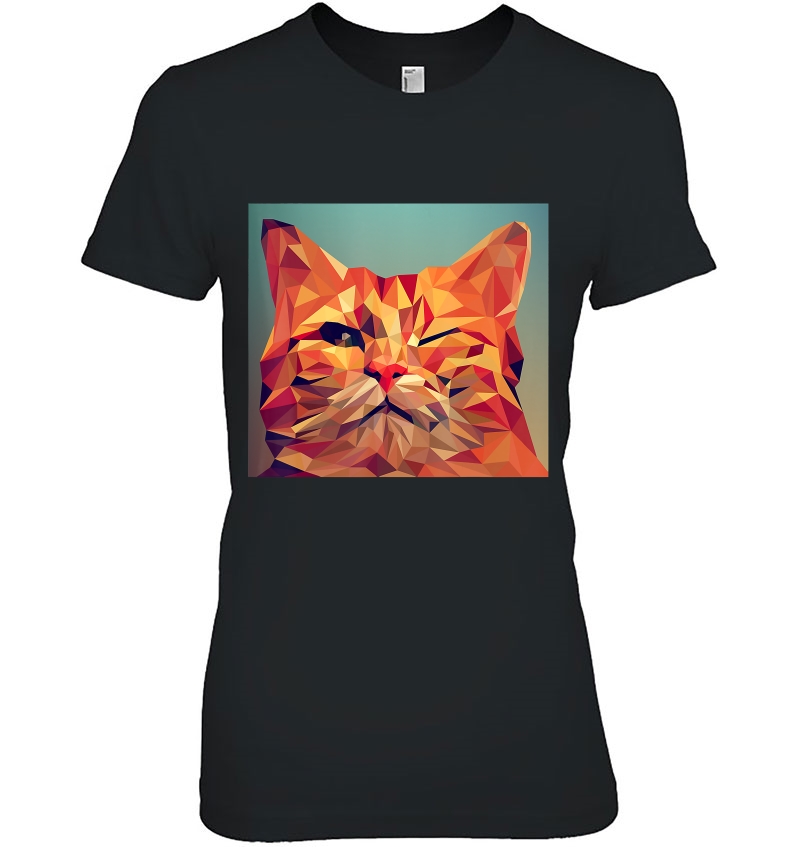 Winking Orange Cat Lover Feline Abstract Digital Poly Hoodie