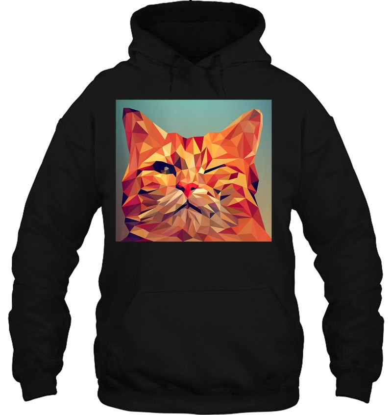 Winking Orange Cat Lover Feline Abstract Digital Poly Mugs