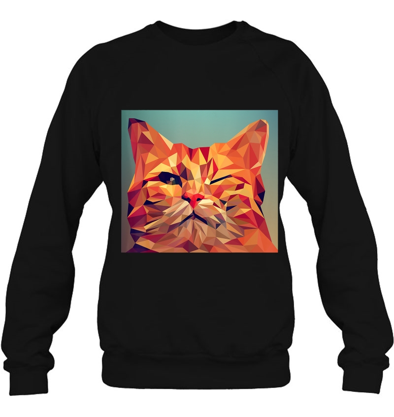 Winking Orange Cat Lover Feline Abstract Digital Poly Mugs