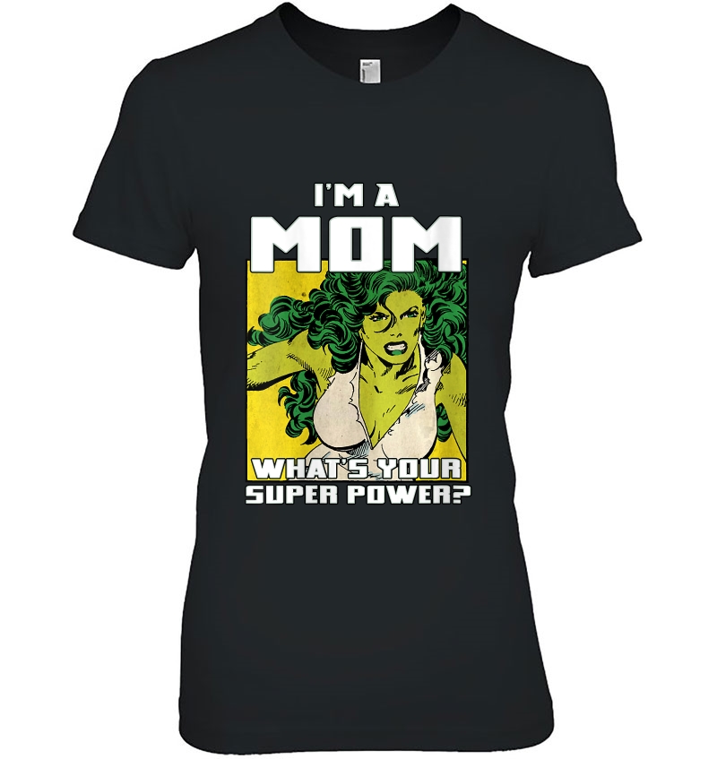 Womens Marvel I'm A Mom What's Your Superpower She-Hulk Portrait Hoodie