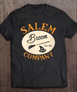 Womens Salem Broom Company 1692 Halloween Witch Hat Broomstick Tee