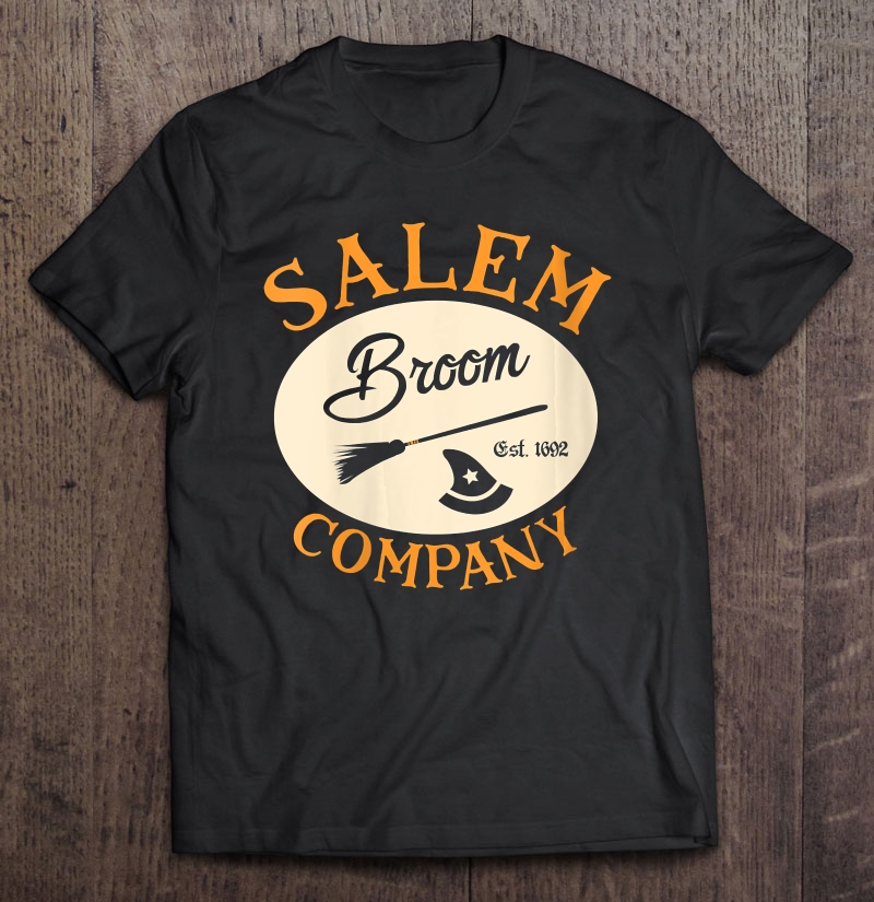 Womens Salem Broom Company 1692 Halloween Witch Hat Broomstick Shirt