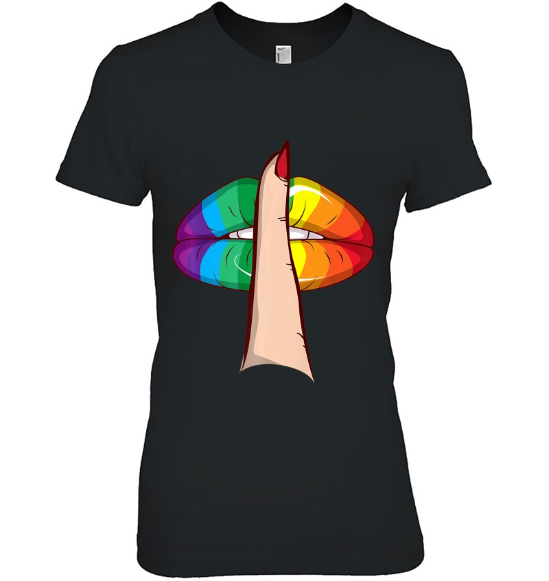 Cute Glam Rainbow Lips Lgbtq Day Of Silence Shirt Gift Ladies Tee