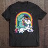 Dinosaur Riding Unicorn Funny T Rex Gifts Men Women Rainbow Tee