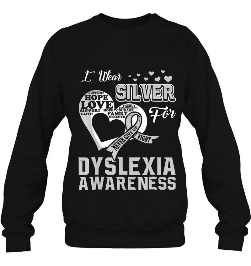 I Wear Silver For Dyslexia Awareness Gift Tees Mugs