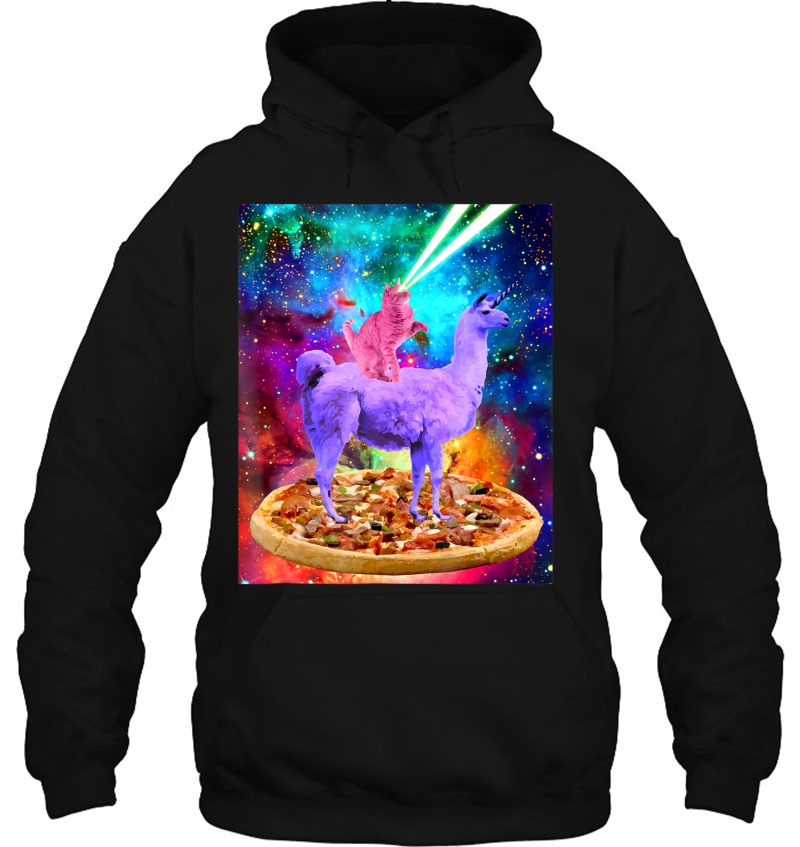 Laser Eyes Outer Space Cat Funny Llama Unicorn Hoodie