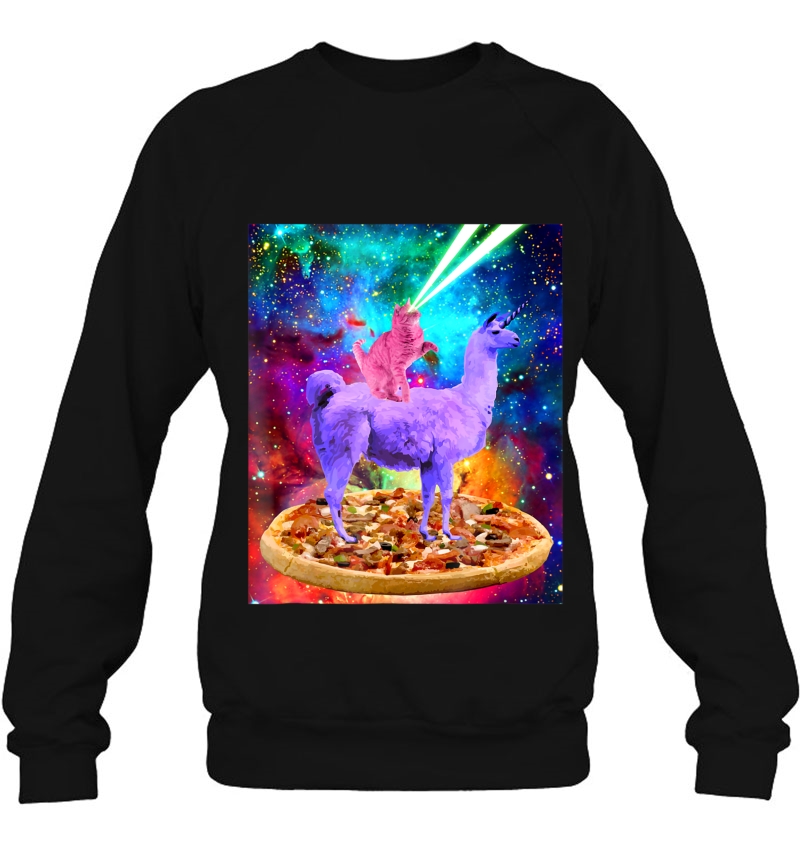 Laser Eyes Outer Space Cat Funny Llama Unicorn Sweatshirt