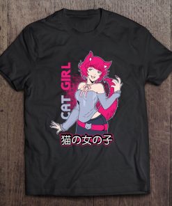 Lewd Anime Neko Girl Ecchi Waifu Pink Tee