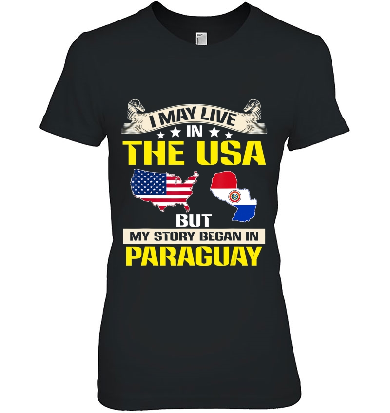 Live In Usa - Born In Paraguay Flag Map Ladies Tee
