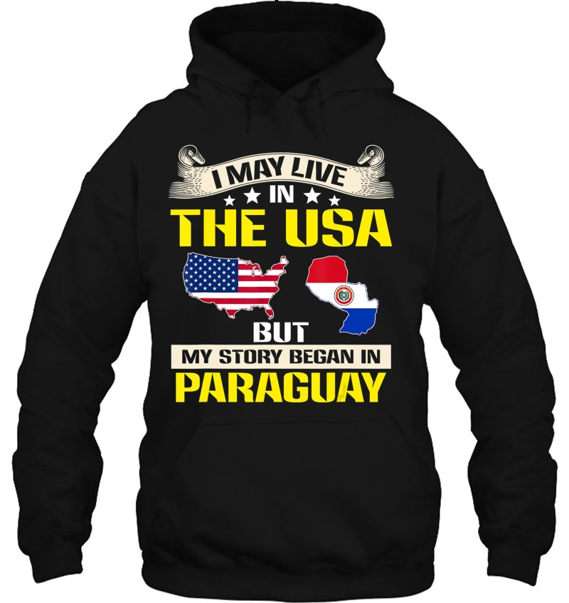 Live In Usa - Born In Paraguay Flag Map Hoodie