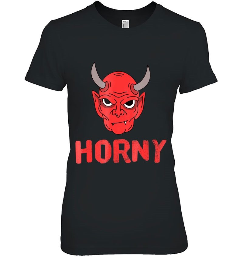 Mens Devil Horns Horny Funny Hell Horror Adult Guys Hoodie