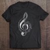 Music Graphic Art Design Shirt, Silver Treble Clef Tee