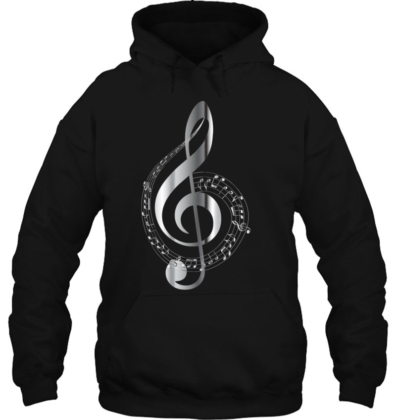 Music Graphic Art Design Shirt, Silver Treble Clef Mugs