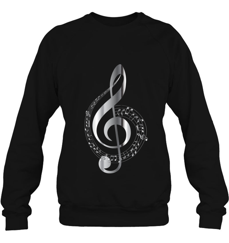 Music Graphic Art Design Shirt, Silver Treble Clef Mugs