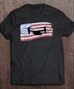 Mv-22 Osprey Tiltrotor Helicopter Distressed Us Flag Tee