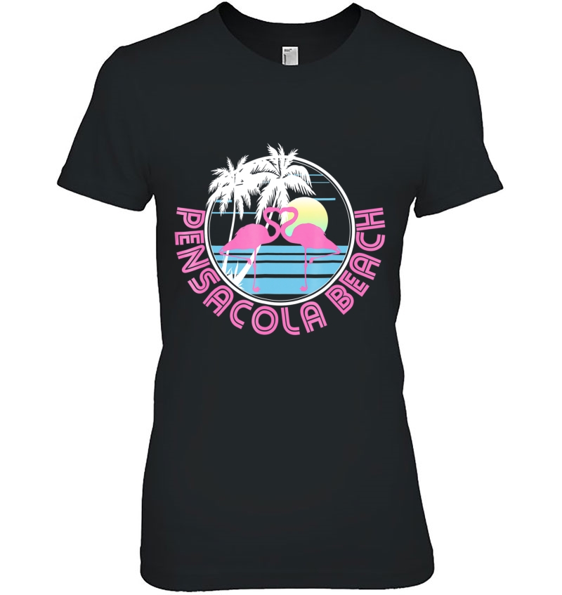 Pensacola Beach Pink Flamingo Shirt 80S Retro Vintage Tee Hoodie