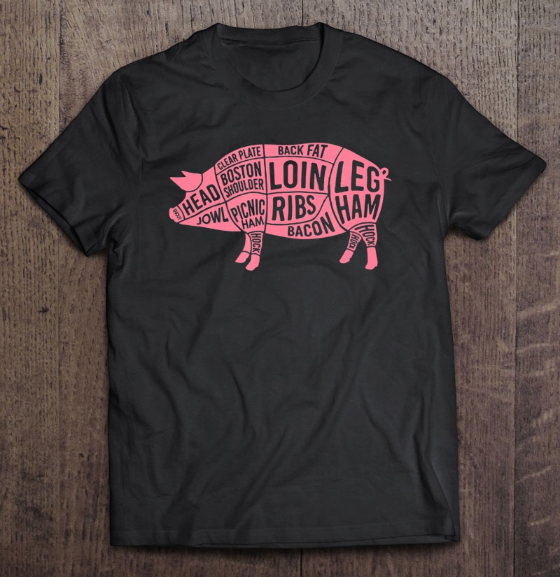 Pig & Pork Butcher Diagram Bacon Lover Meat Tee Shirt