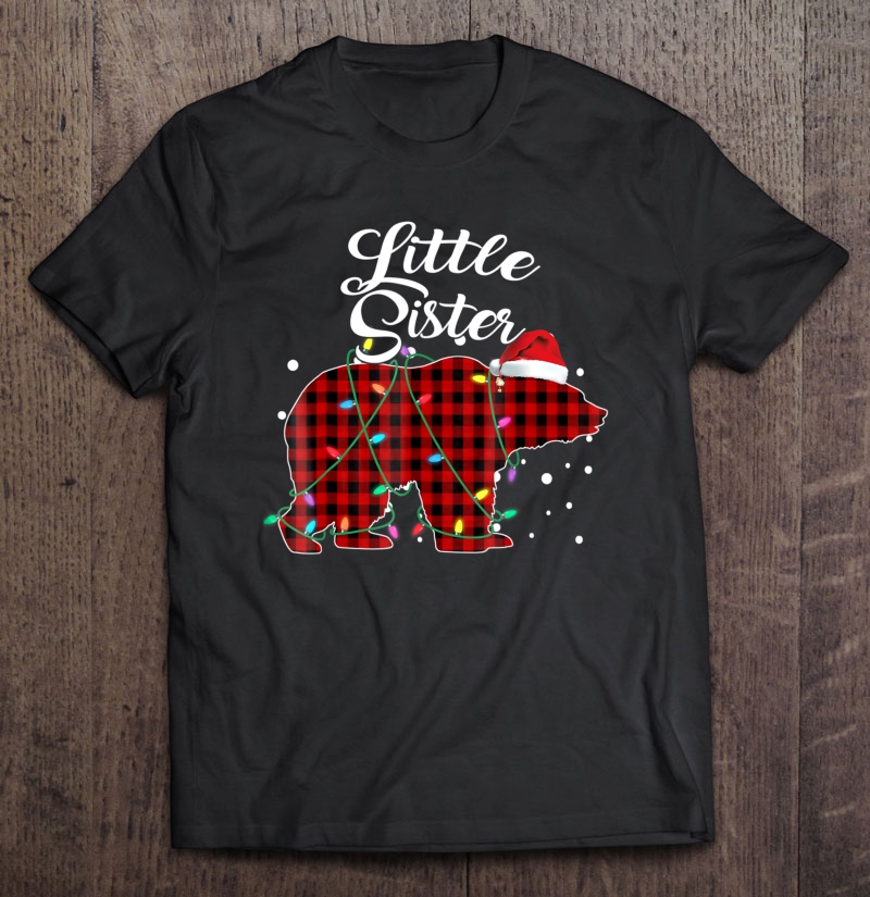 Red Plaid Little Sister Bear Matching Buffalo Pajama Shirt