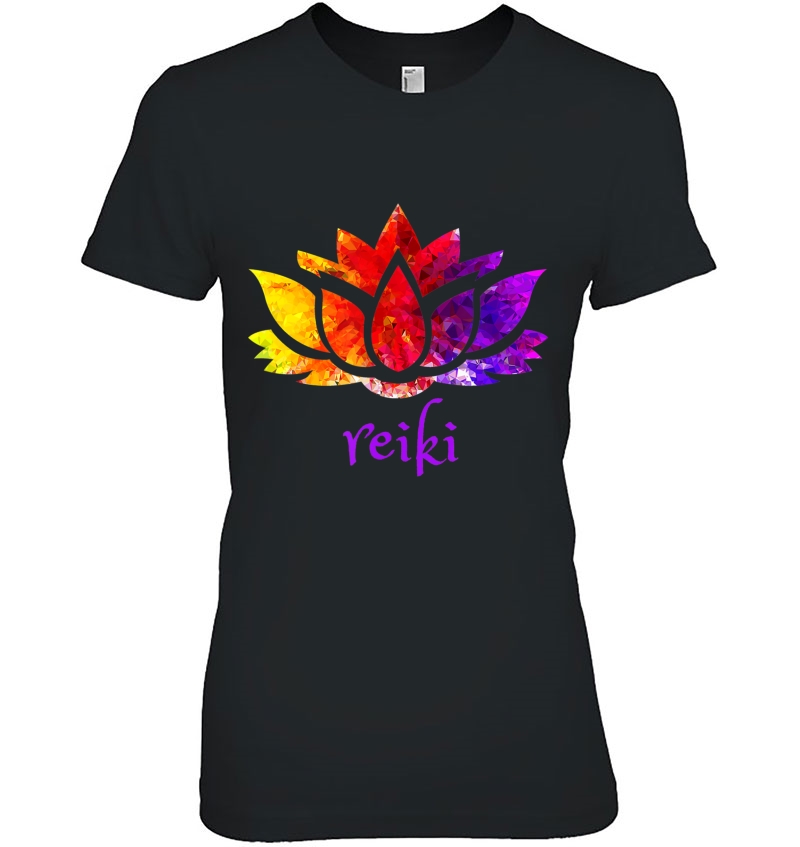 Reiki Lotus Healing Energy Aura Spiritual Ladies Tee