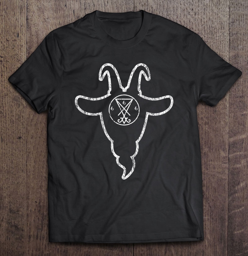 Satanic Shirt Goat Head & 666 Satanism Symbol Gift Shirt