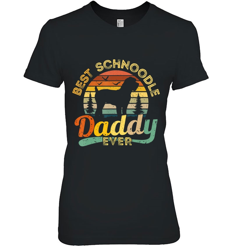 Schnoodle Dad Best Daddy Dog Lover Retro Vintage Gift Ladies Tee