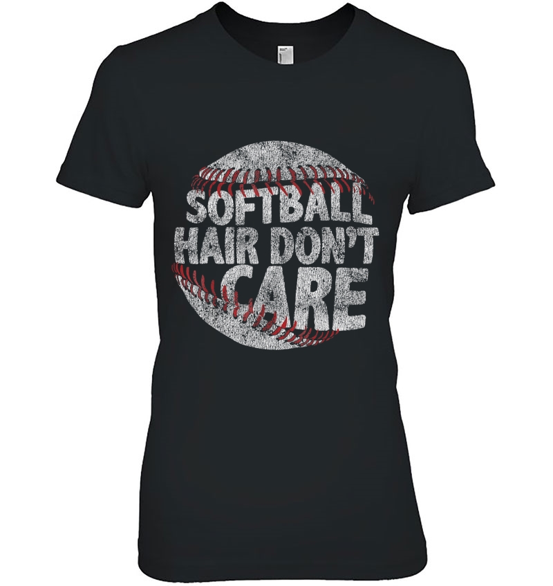 Softball Hair Don't Care Distressed Hoodie