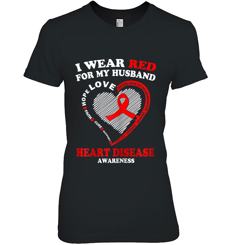 Womens I Wear Red For My Husband Heart Disease Awareness Gifts Hoodie