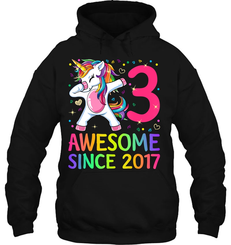 3 Years Old 3Rd Birthday Unicorn Dabbing Shirt Girl Party Hoodie
