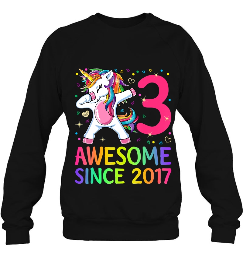 3 Years Old 3Rd Birthday Unicorn Dabbing Shirt Girl Party Sweatshirt