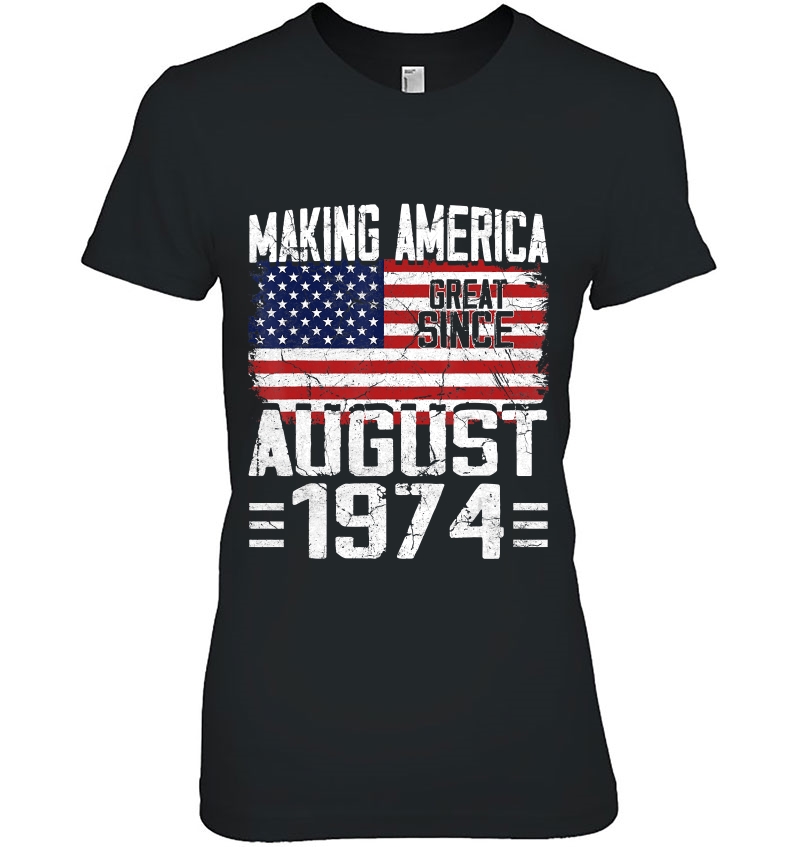 46Th Birthday Gifts August 1974 American Flag 46 Years Old Hoodie