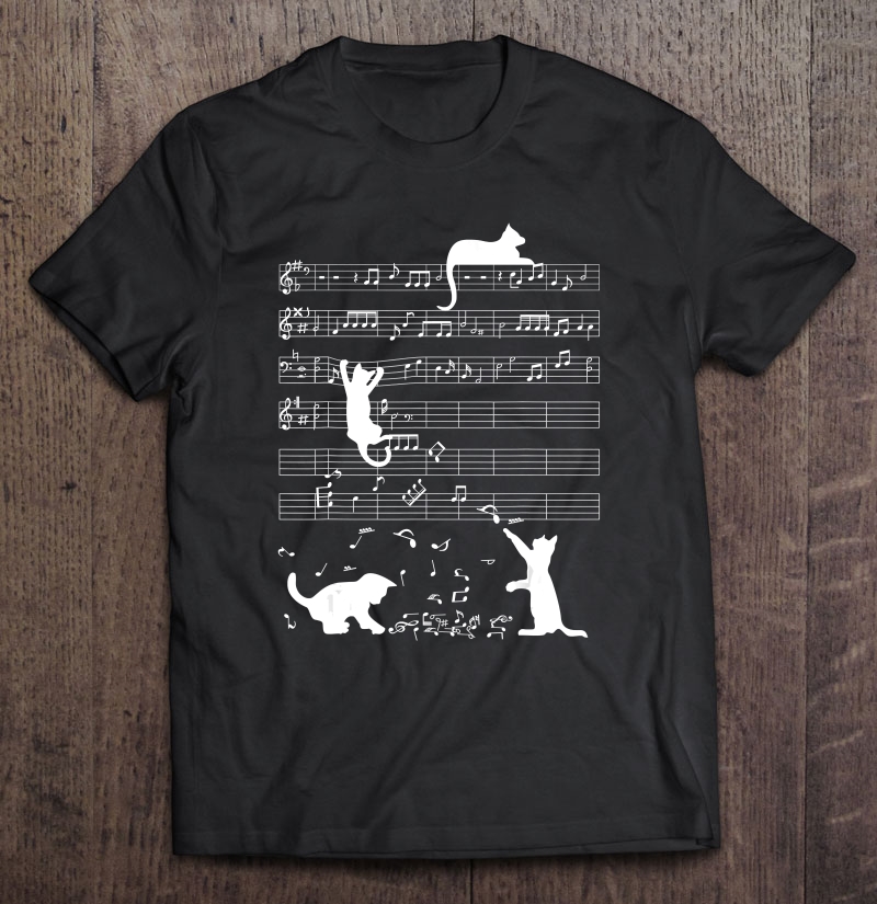 Cute Cat Kitty Playing Music Clef Piano Musician Art Shirt