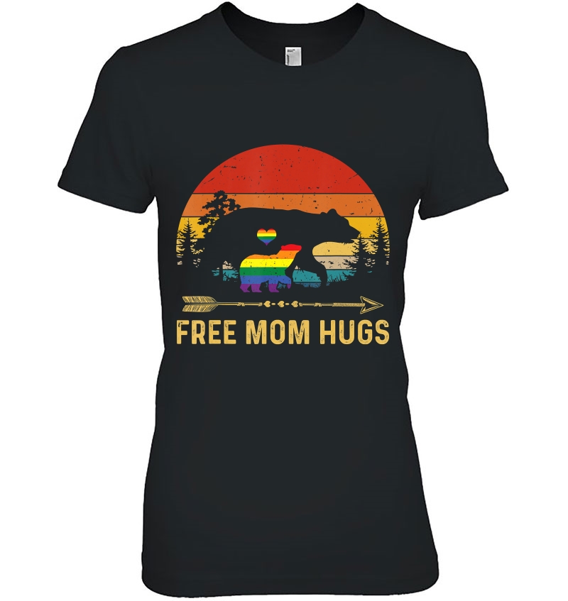 Free Mom Hugs Lgbt Pride Mama Bear Retro Hoodie