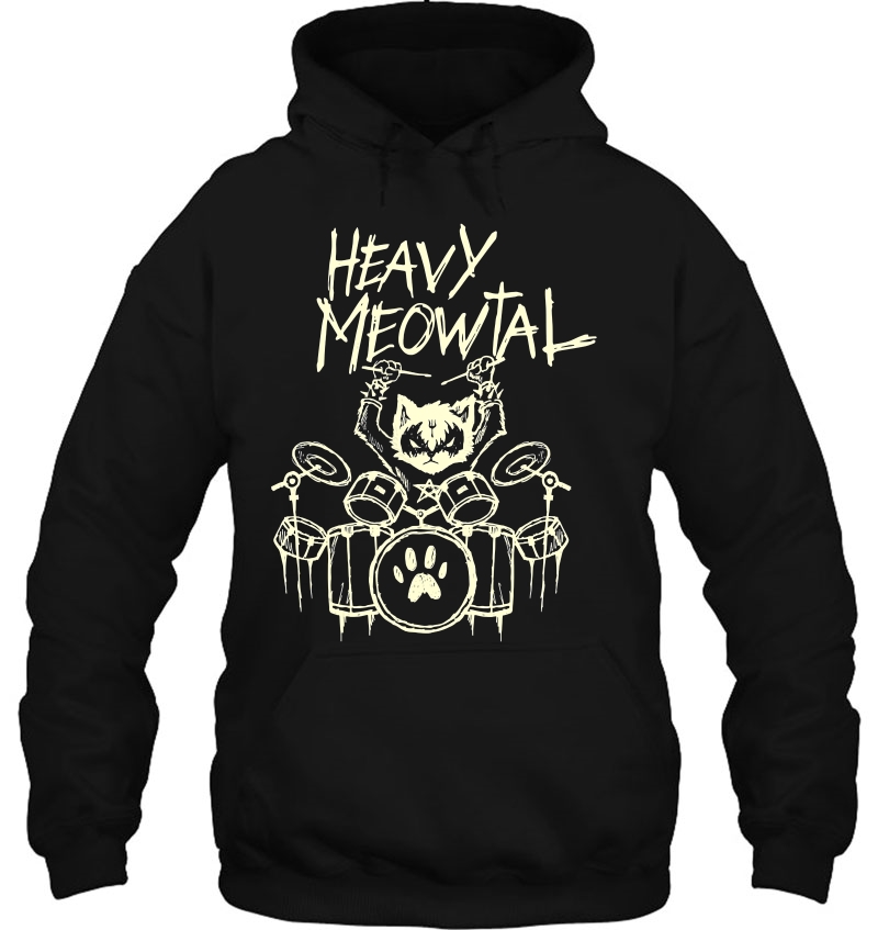 Heavy Metal Headbanger Gift Drummer Cat Playing Drum Meowtal Mugs