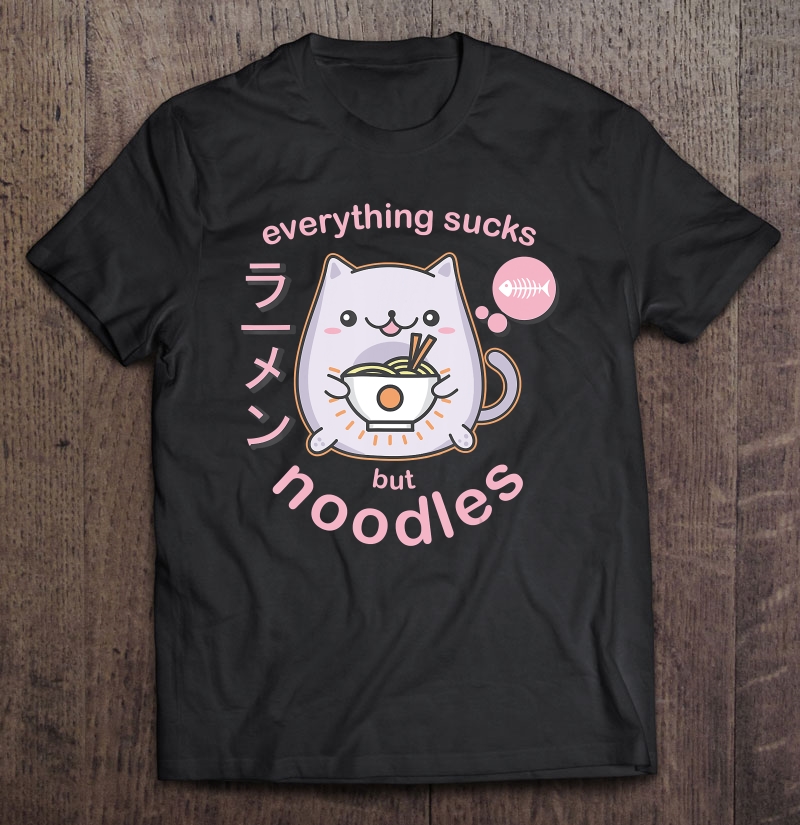 Pastel Goth Ramen Noodle Cat - Anime Kawaii Shirt