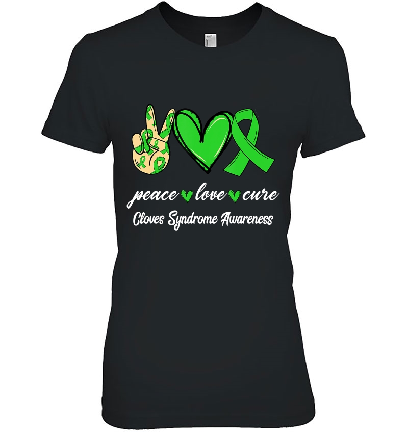 Peace Love Hope Green Ribbon Cloves Syndrome Awareness Hoodie