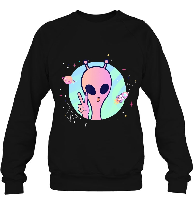 Peace Sign Hand Planet Stars Ufo Cool Trippy Gift Pink Alien Mugs