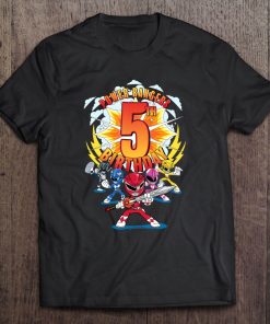 Power Rangers Group Shot 5Th Birthday Tee