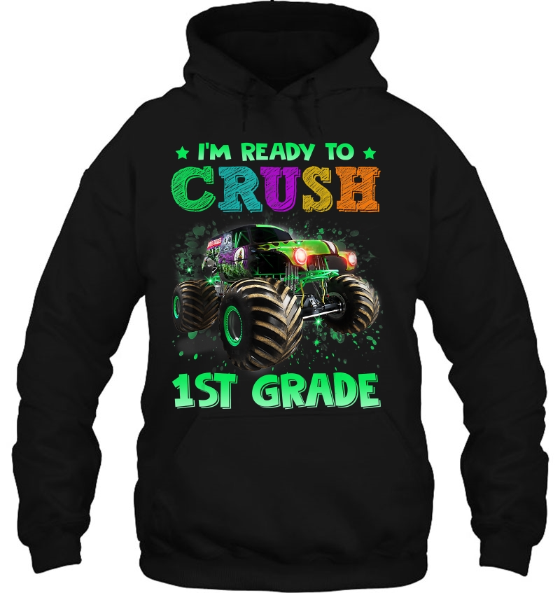 Ready To Crush 1St Grade Shirt, Monster Truck Back To School Mugs