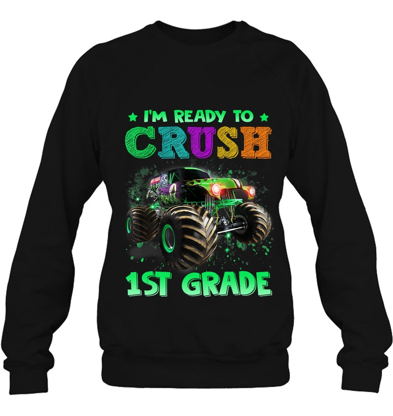 Ready To Crush 1St Grade Shirt, Monster Truck Back To School Mugs