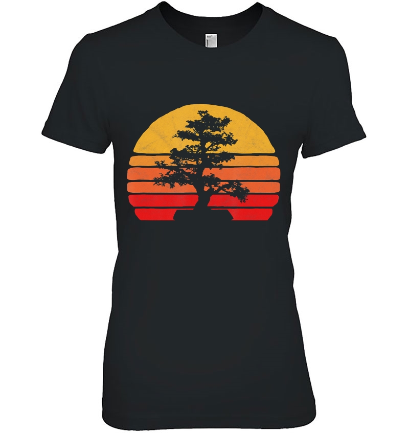 Retro Sun Minimalist Bonsai Tree Hoodie