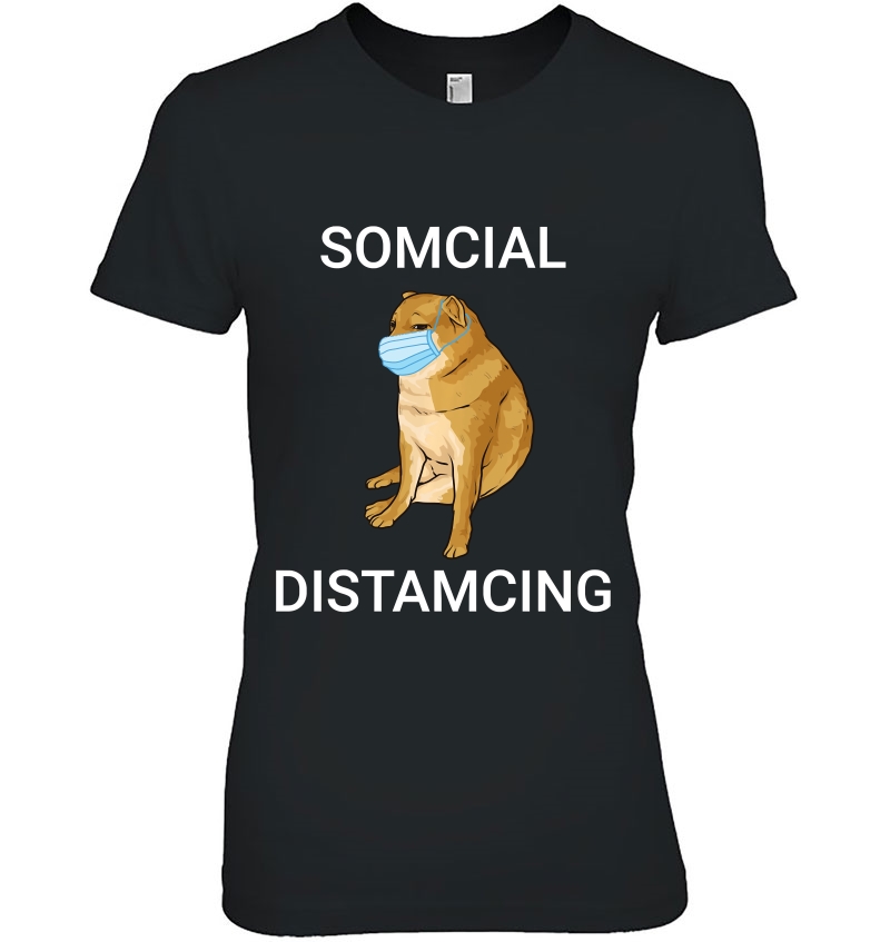 Somcial Distamcing Cheems Dog Funny Shiba Inu Dank Meme Pullover Hoodie