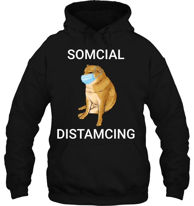 Somcial Distamcing Cheems Dog Funny Shiba Inu Dank Meme Pullover Mugs