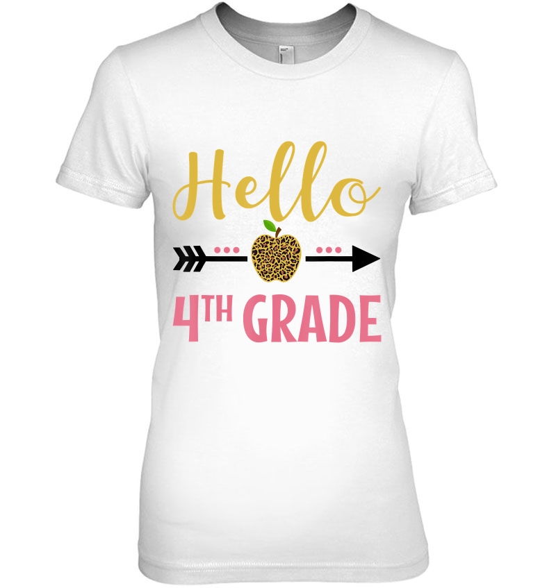 Hello 4Th Grade Back To School Leopard Fourth Grade Kids Hoodie