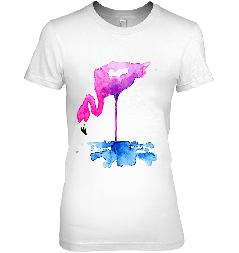 Lovely Pink Flamingo Bird Drinking Water Color Art Tank Top Hoodie